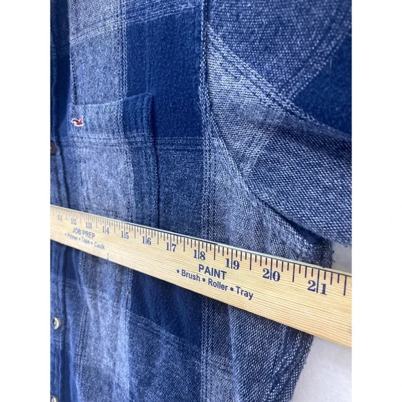 Hollister Mens Blue Plaid Cotton Flannel Button Down Shirt Medium Grunge Preppy - Picture 6 of 9